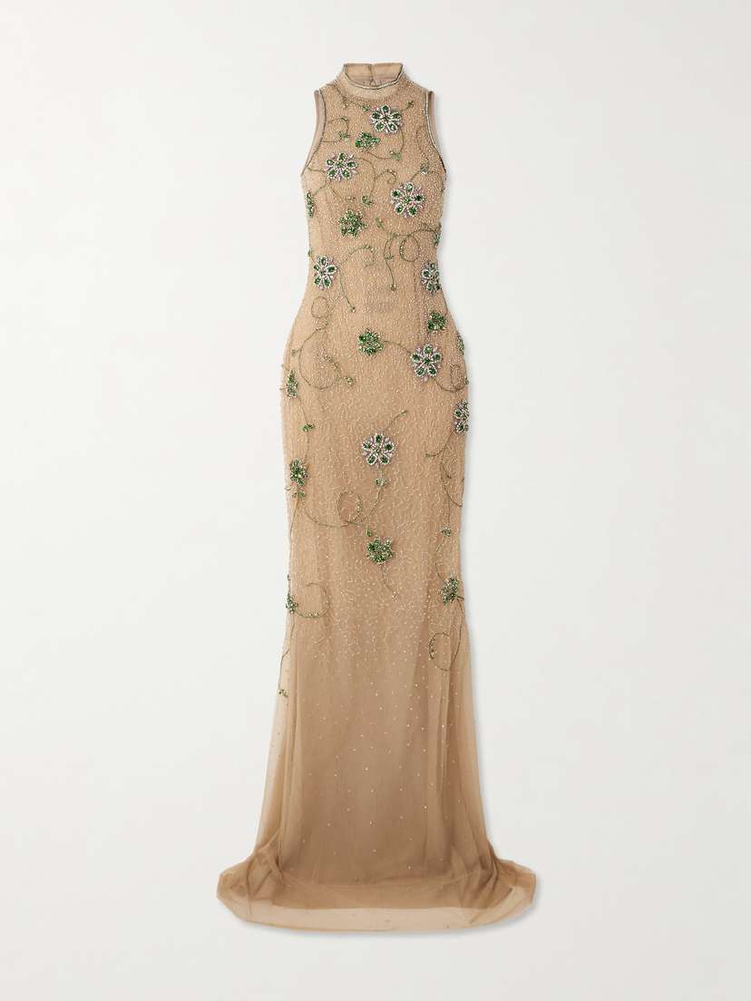 Georges Hobeika Bead And Crystal-embellished Silk-blend Tulle Gown