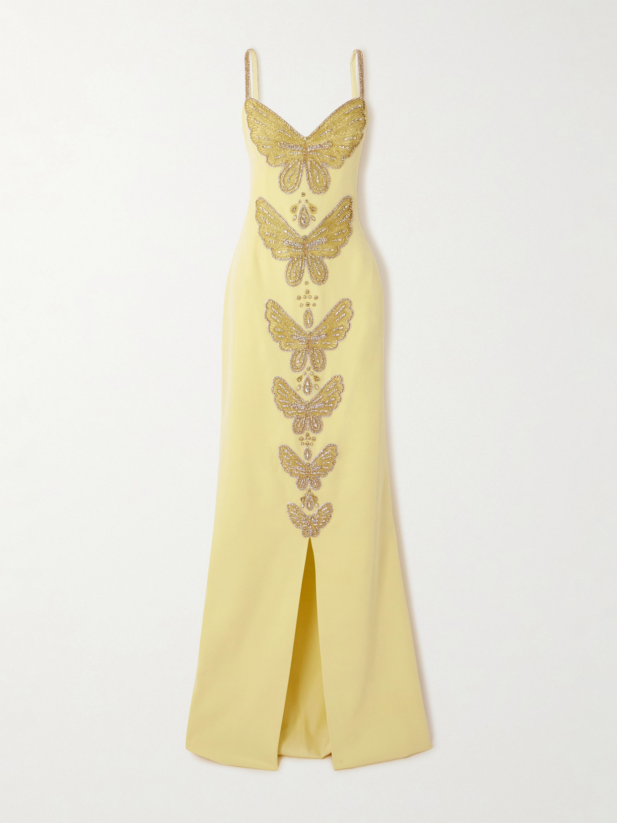 Georges Hobeika Embellished Silk-blend Crepe Gown In Yellow