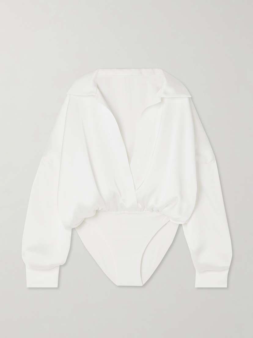 Norma Kamali Super Satin And Stretch-jersey Bodysuit