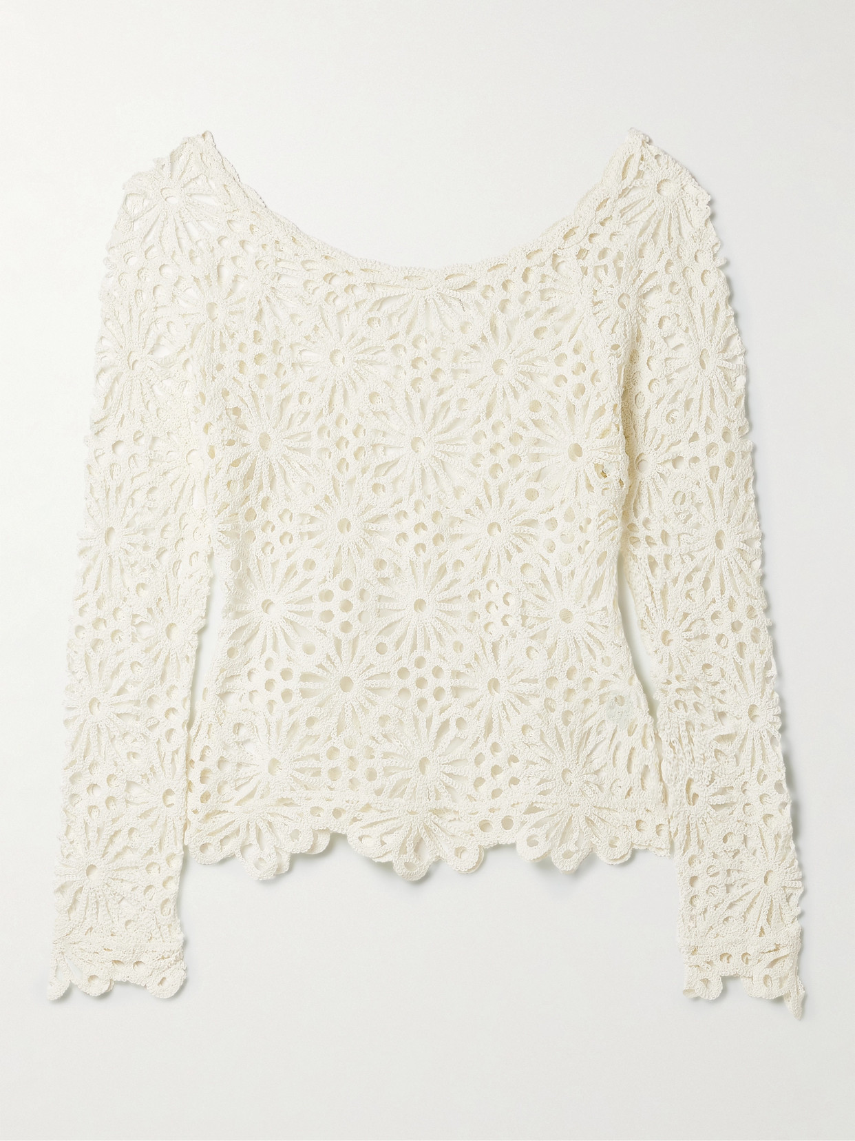 Norma Kamali Crocheted Cotton-blend Top In Ivory