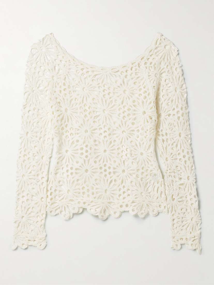 Norma Kamali Crocheted Cotton-blend Top