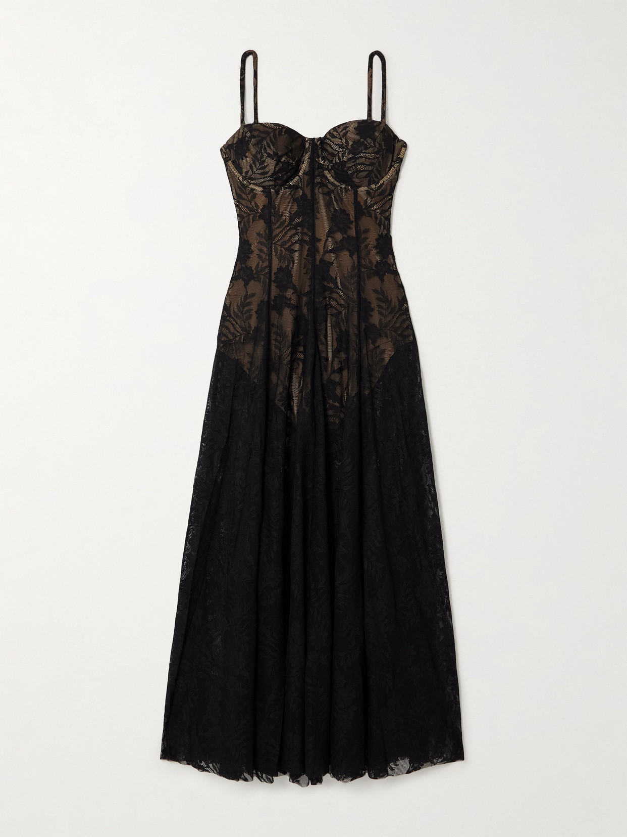 Shop Norma Kamali Stretch-lace Midi Dress In Black