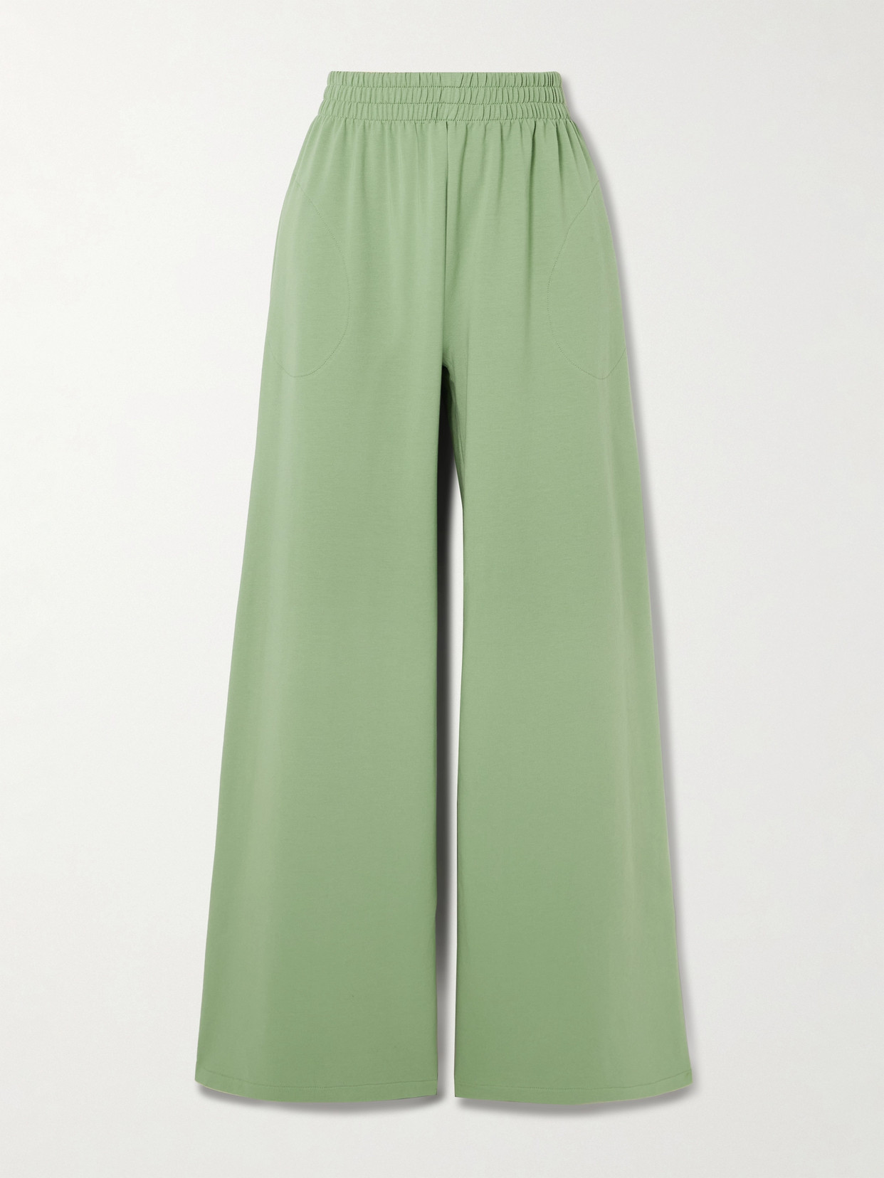 Norma Kamali Elephant Stretch-cotton Jersey Wide-leg Pants In Green