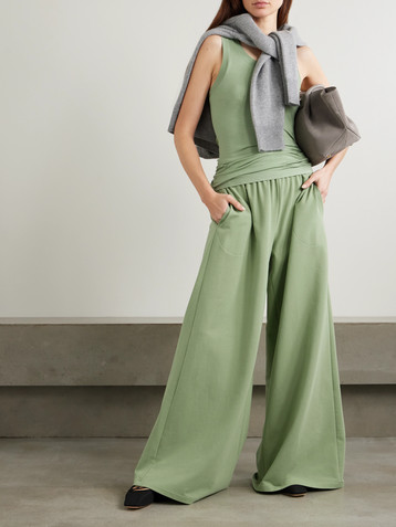 Norma Kamali Elephant stretch-cotton jersey wide-leg pants