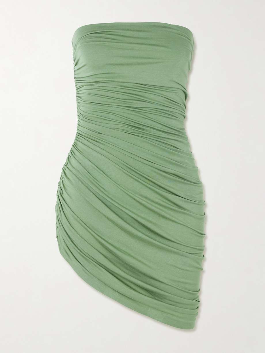 diana strapless draped stretch-jersey mini dress