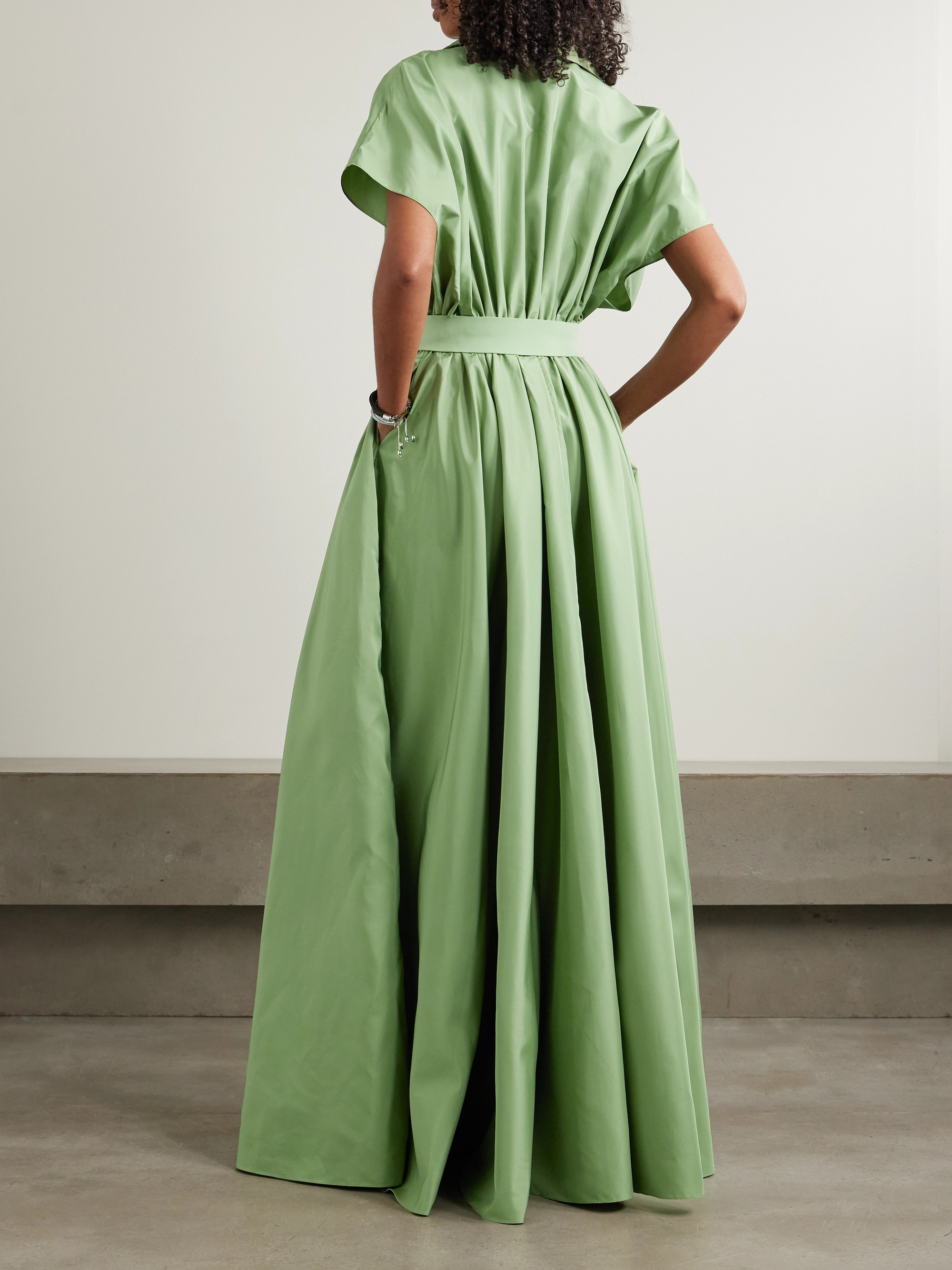norma kamali green leather dress Norma Kamali Diana Gown