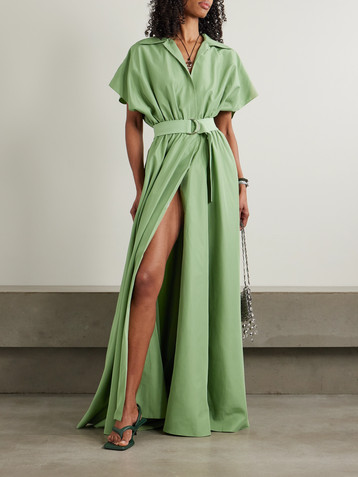 Norma Kamali - Super belted habotai maxi dress | Plush