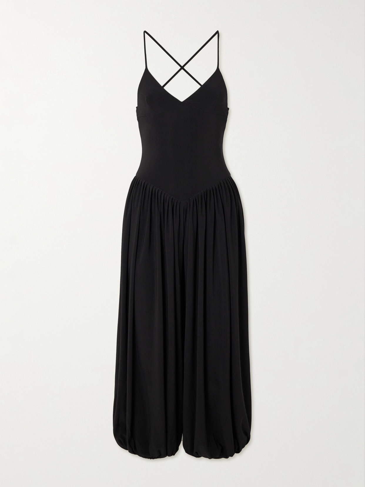 Norma Kamali Kenny Draped Stretch-jersey Jumpsuit In Black