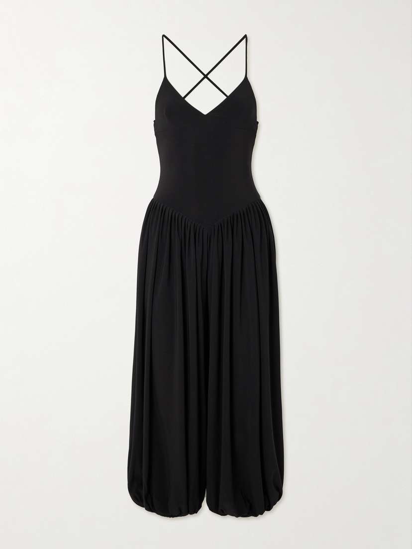 Norma Kamali Kenny Draped Stretch-jersey Jumpsuit