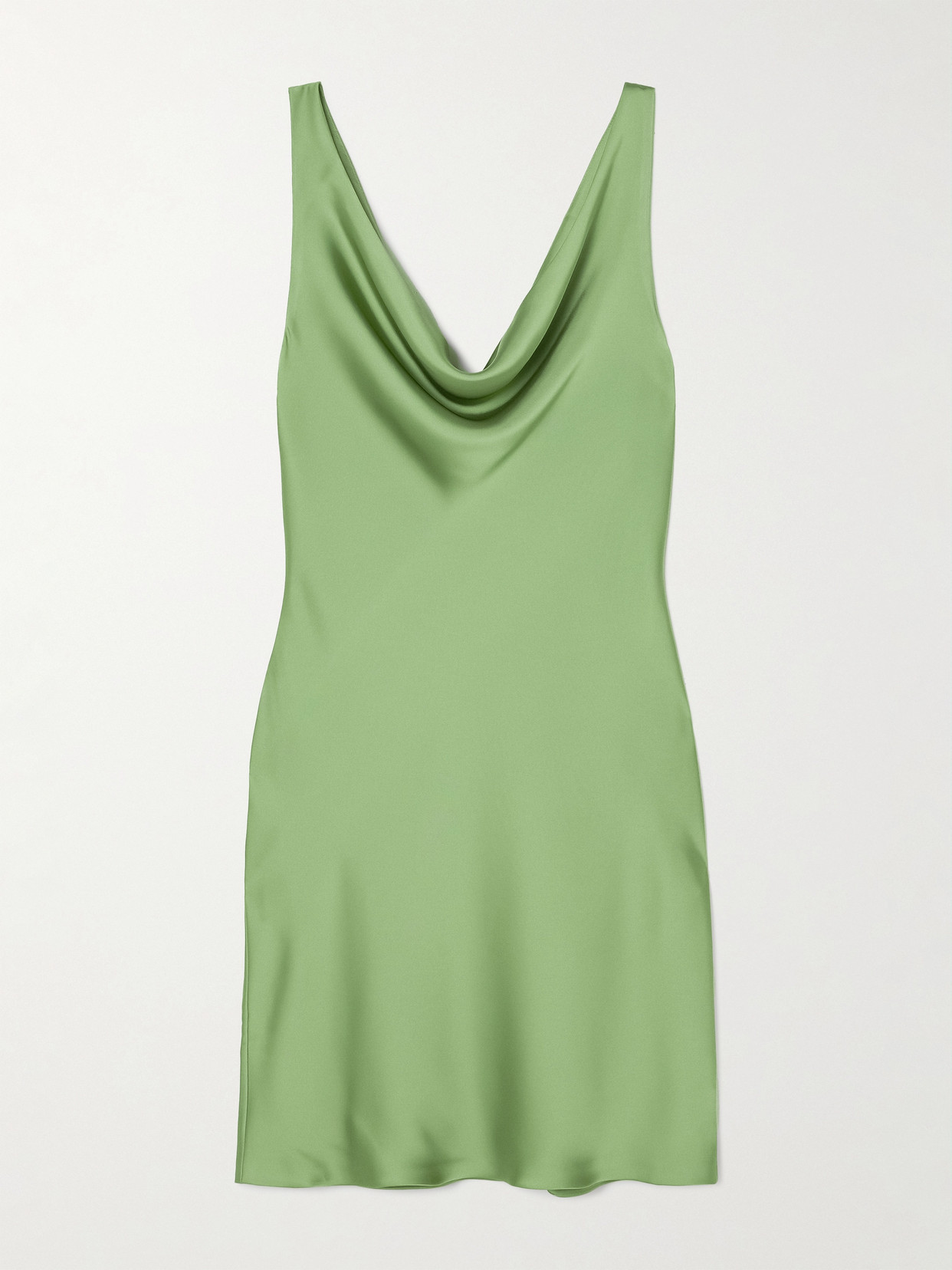 Norma Kamali Maria Draped Satin Mini Dress In Green