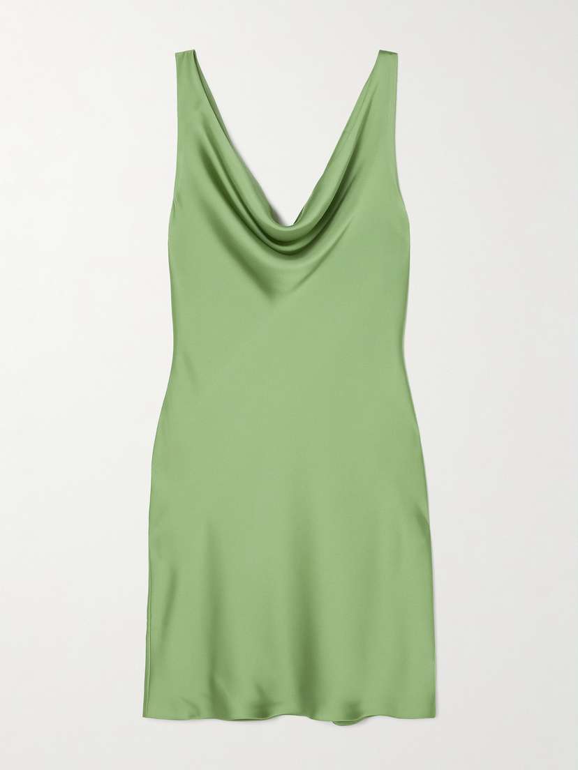 Norma Kamali Maria Draped Satin Mini Dress