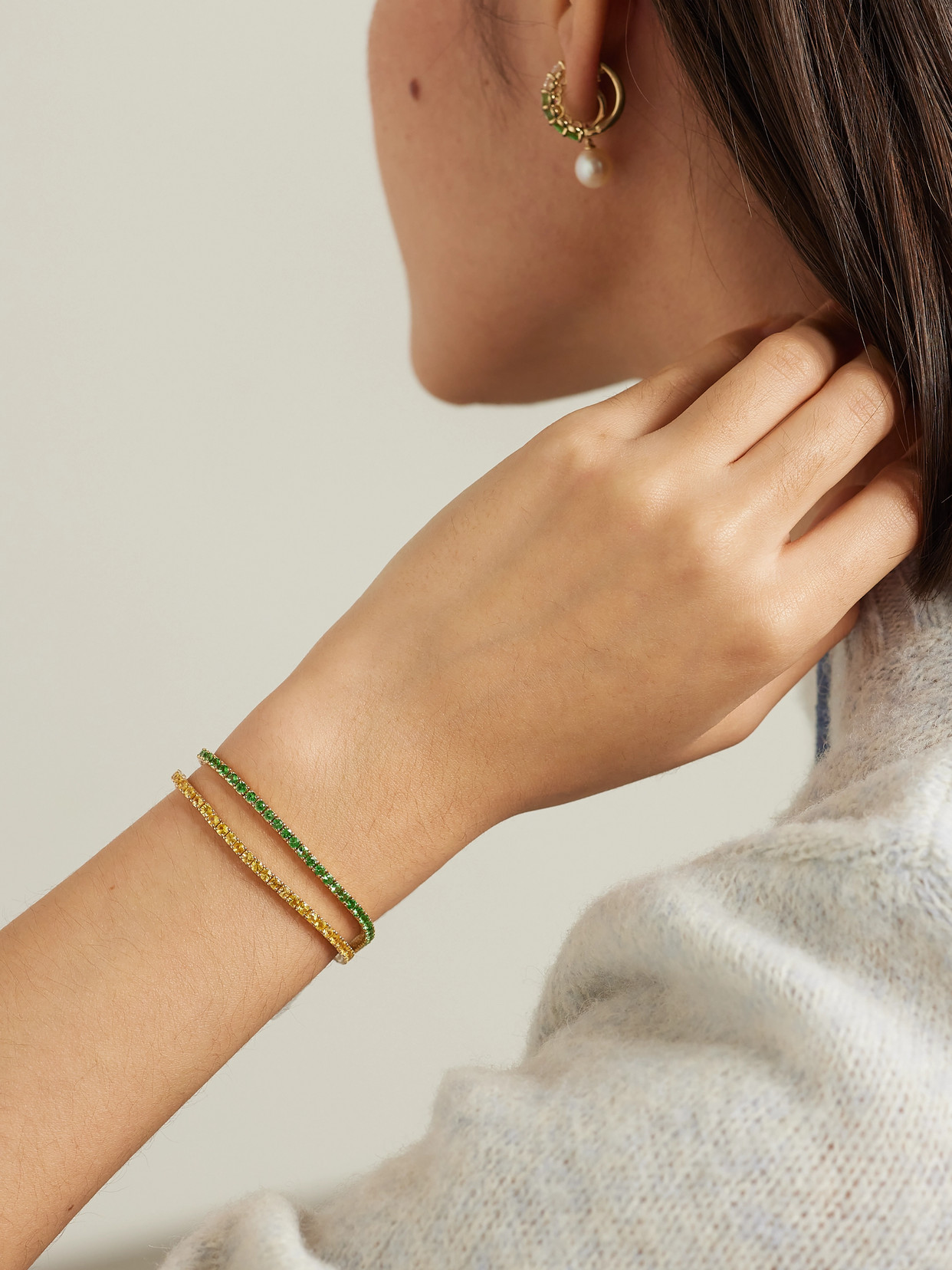 Roxanne First 14-karat Gold Tsavorite Tennis Bracelet In Green