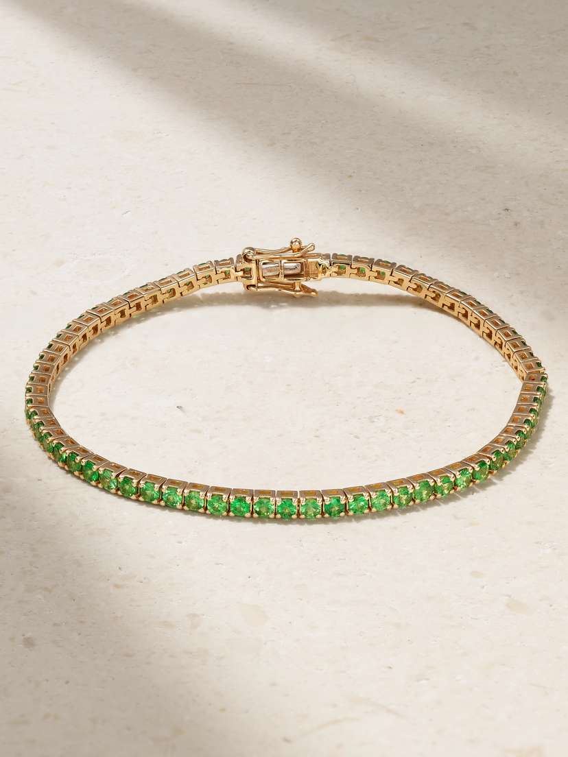 Roxanne First 14-karat Gold Tsavorite Tennis Bracelet