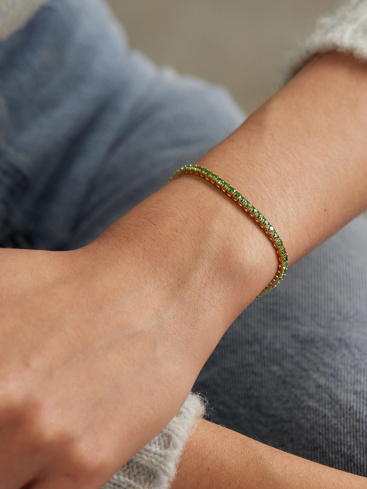 Roxanne First 14-karat Gold Tsavorite Tennis Bracelet In Green