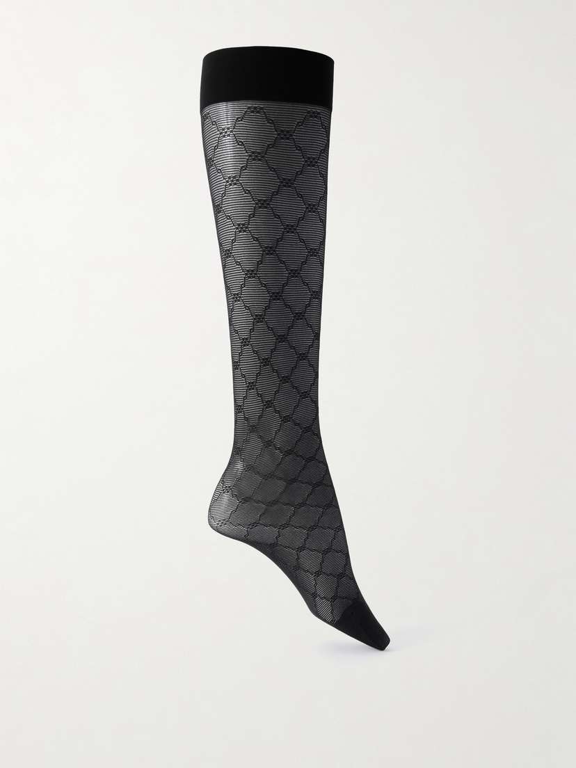 Wolford Sheer Jacquard-knit Knee Socks