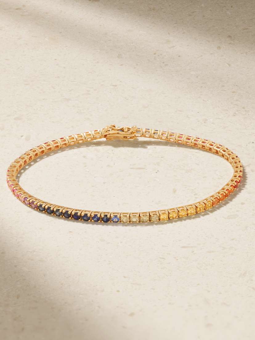 Roxanne First 14-karat Gold Sapphire Tennis Bracelet