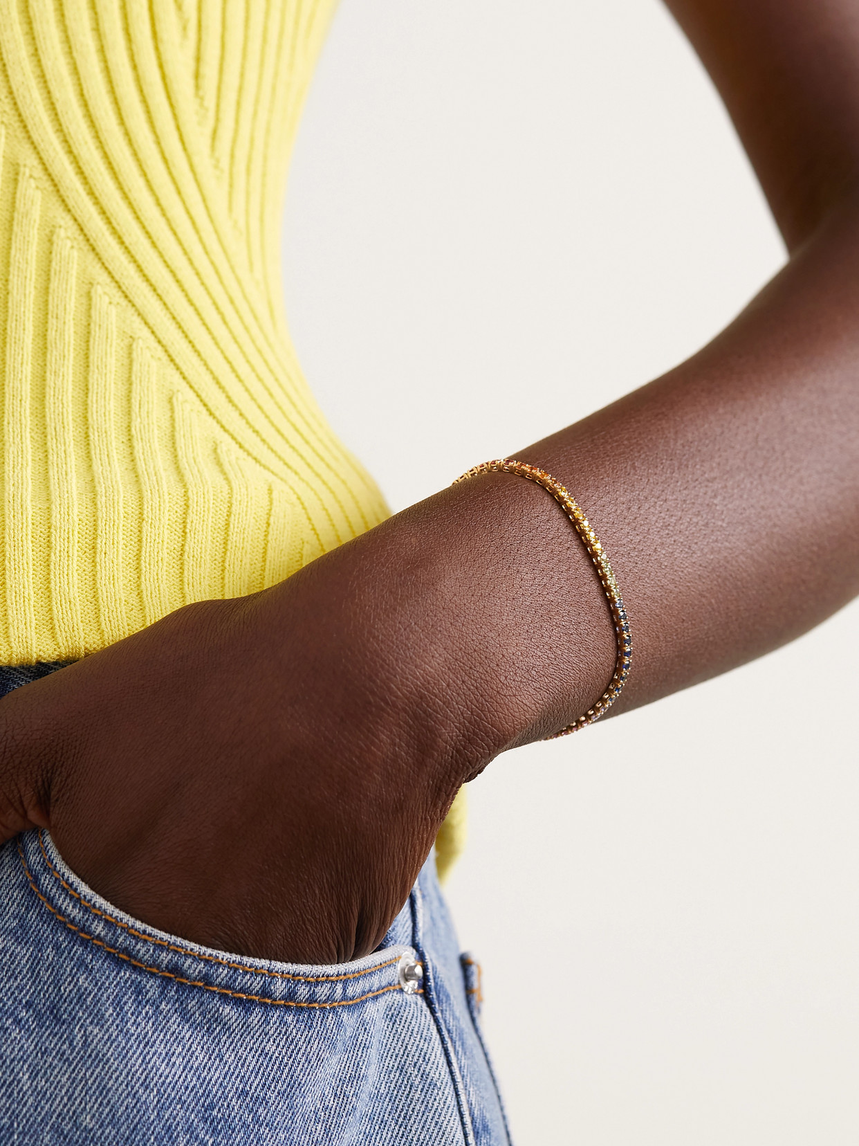 Roxanne First 14-karat Gold Sapphire Tennis Bracelet In Multi