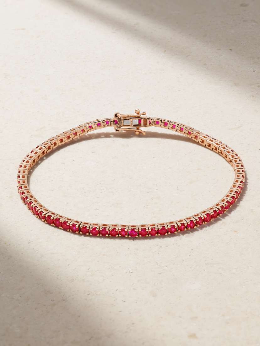 Roxanne First 14-karat Rose Gold Ruby Tennis Bracelet
