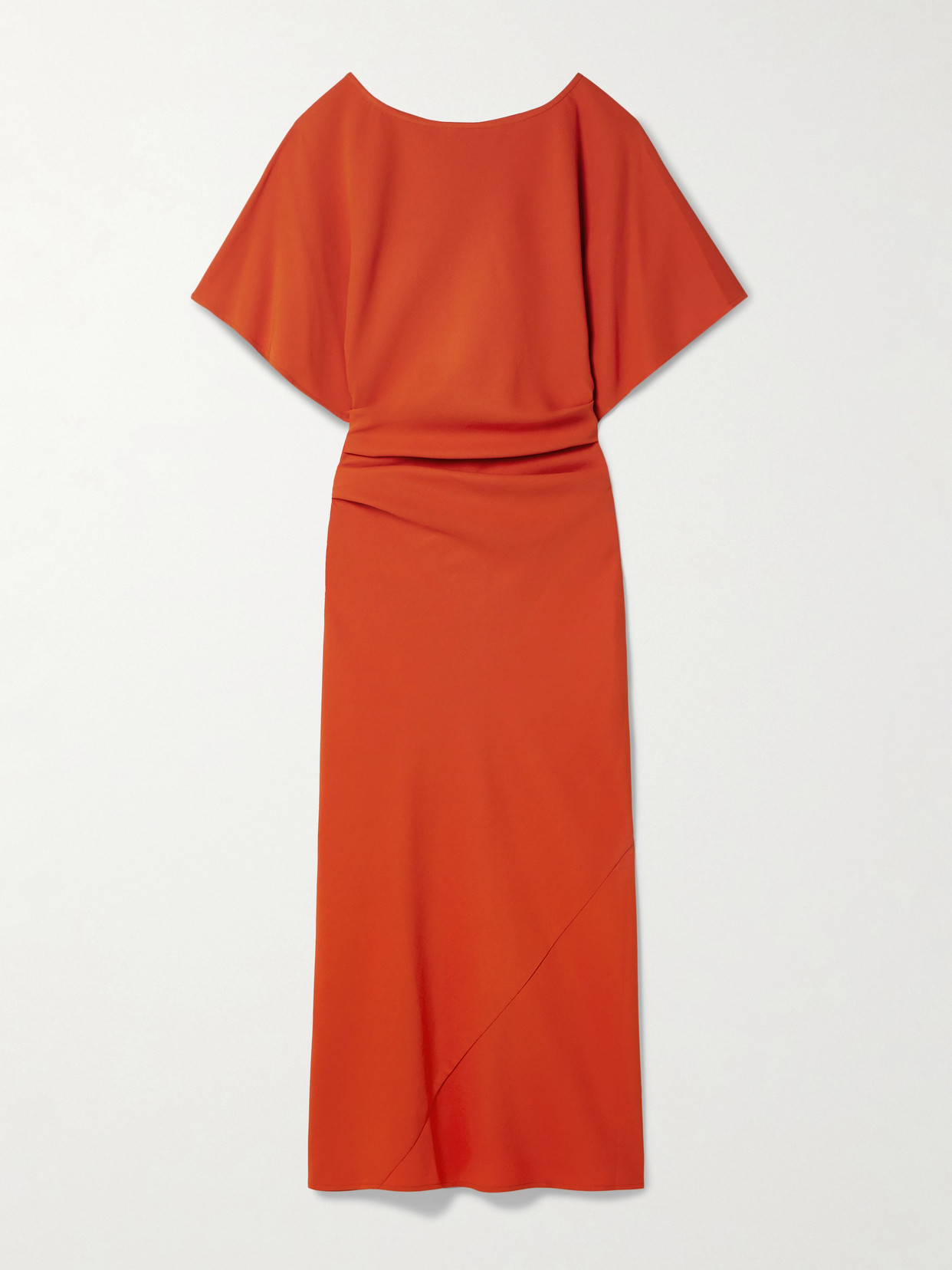 Staud Amelie Ruched Crepe Midi Dress In Red