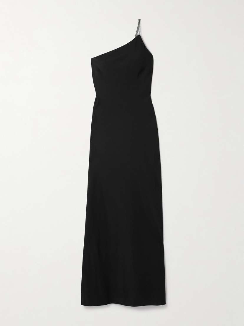 Staud Elodie One-shoulder Crystal-embellished Crepe Gown