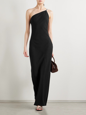 Staud Elodie one-shoulder crystal-embellished crepe gown