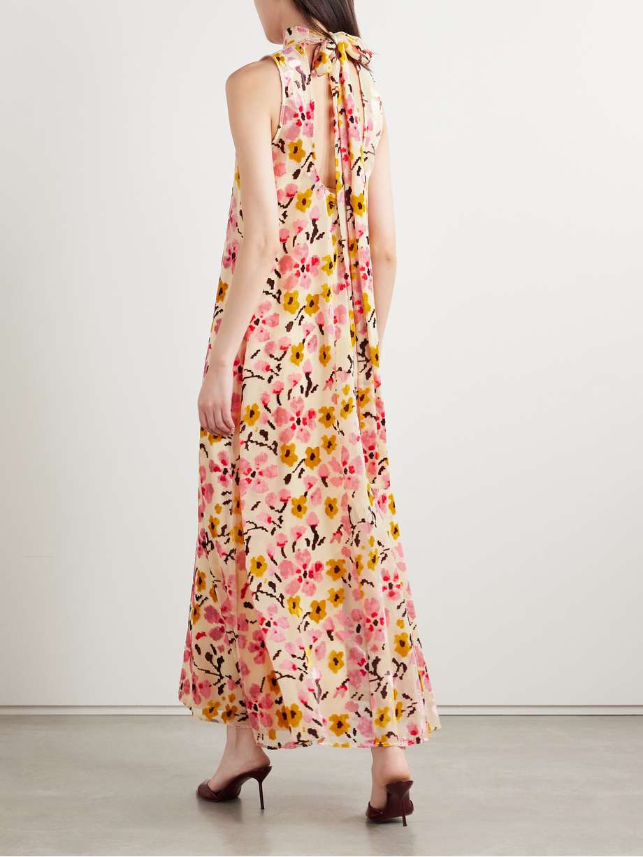 albee devoré-velvet maxi dress
