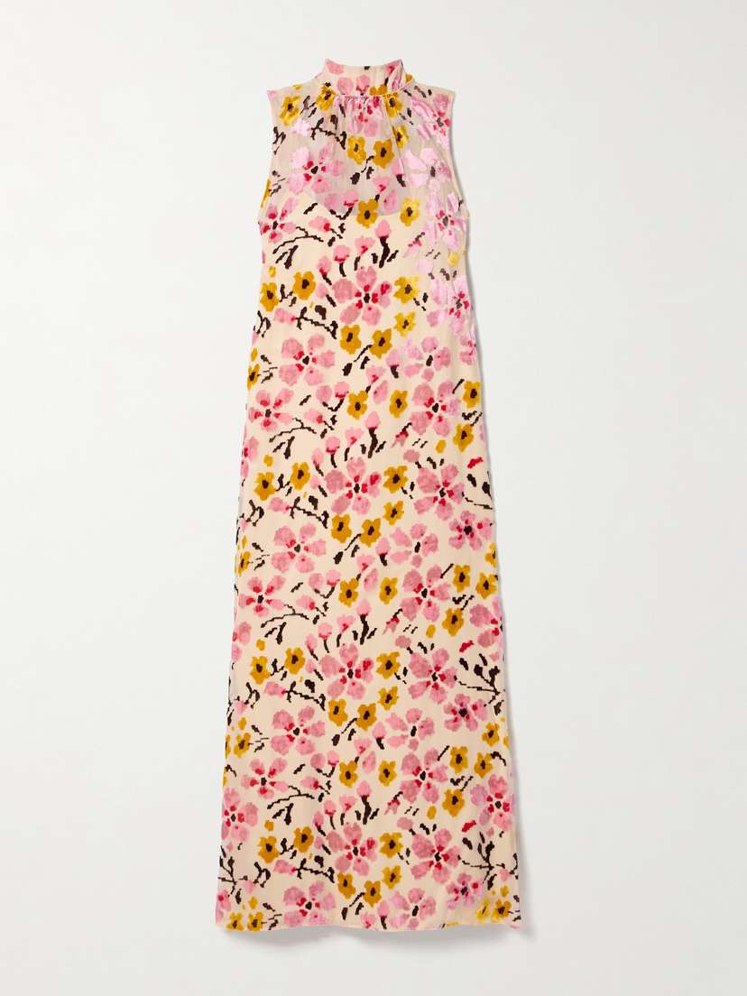 Staud Albee Devoré-velvet Maxi Dress