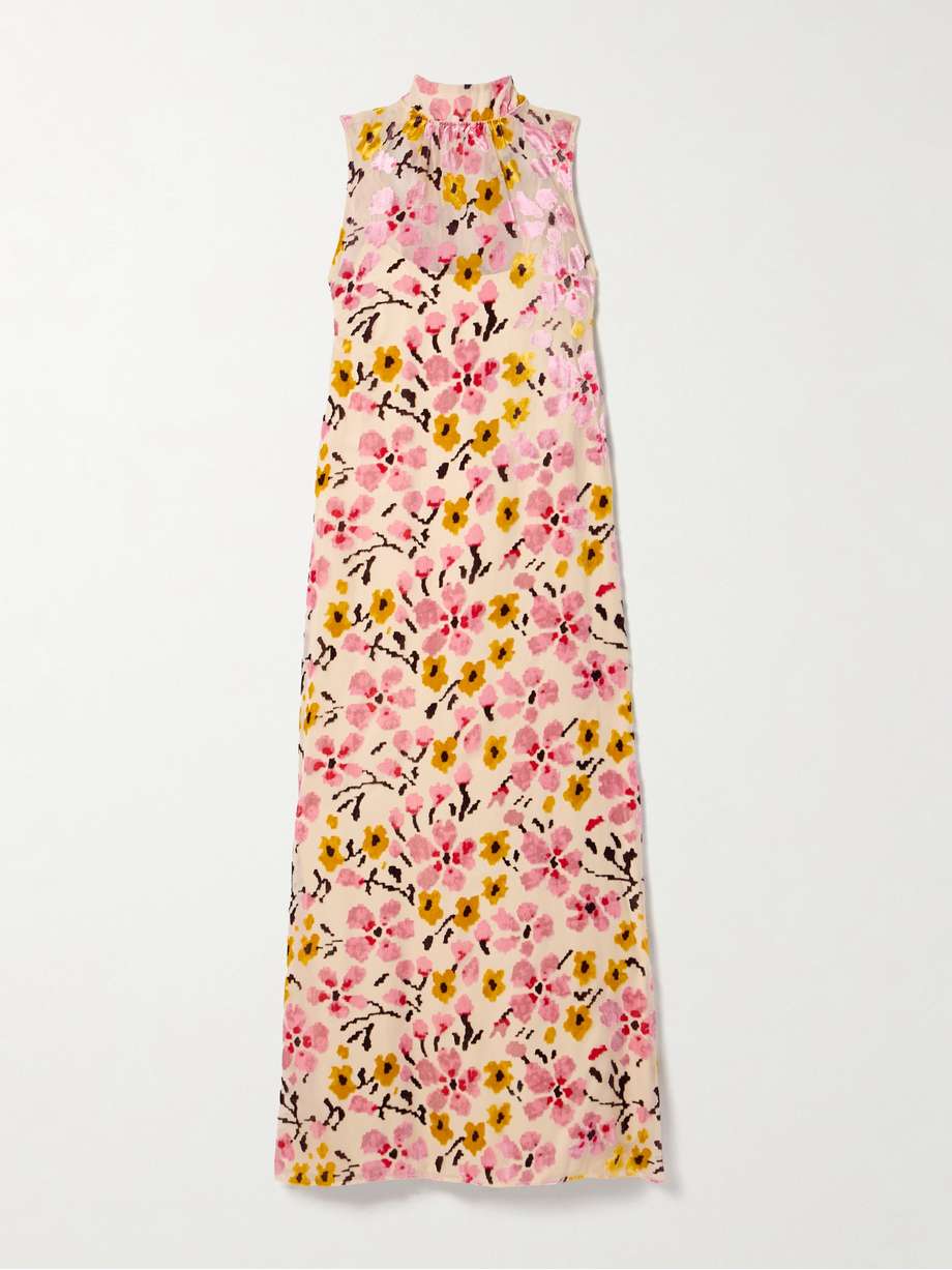 albee devoré-velvet maxi dress