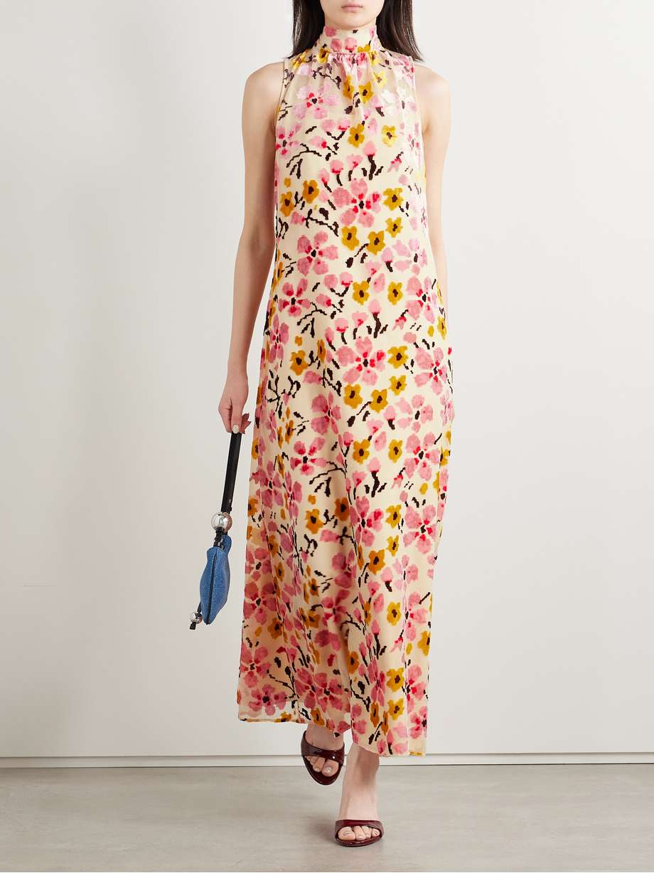 albee devoré-velvet maxi dress
