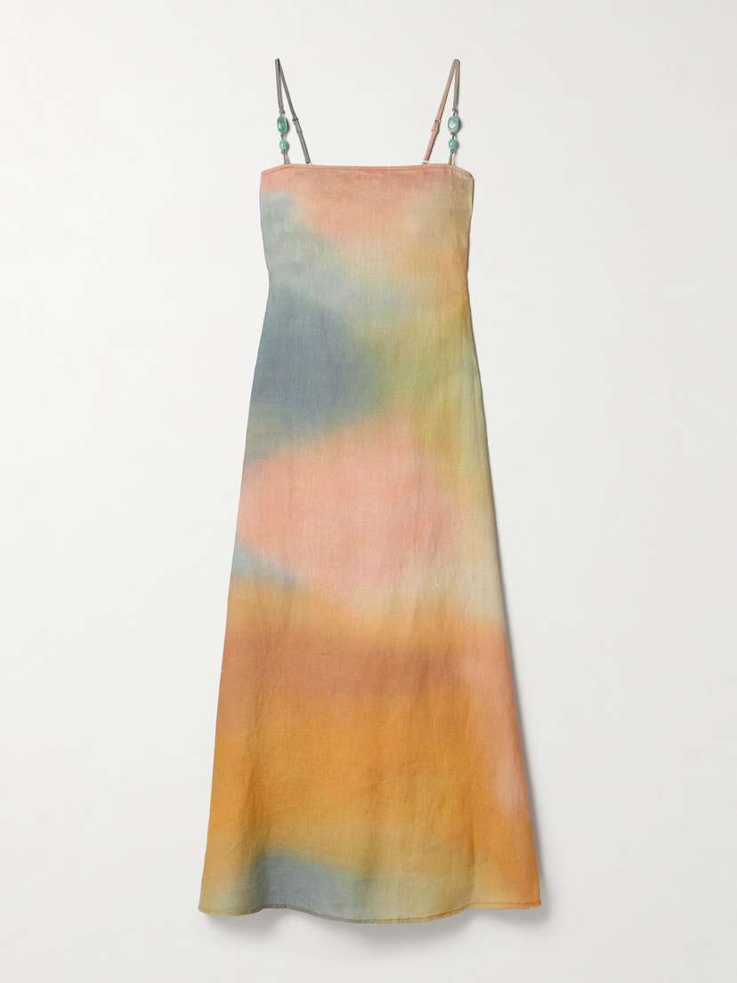 Staud Laura Bead-embellished Linen Maxi Dress - x small