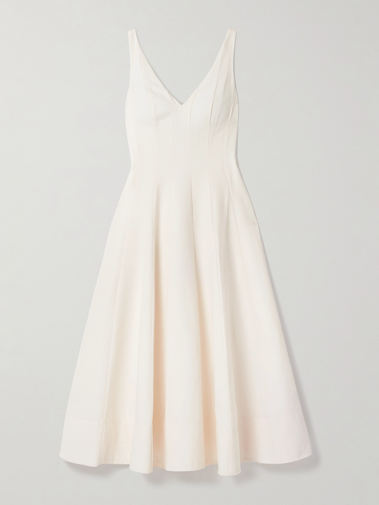 STAUD - Marieta Paneled Cotton-blend Faille Midi Dress - Ivory