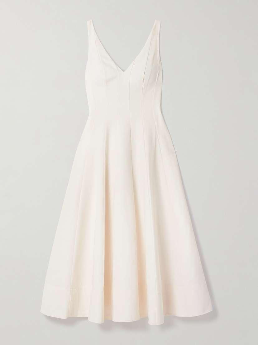 Staud Marieta Paneled Cotton-blend Faille Midi Dress