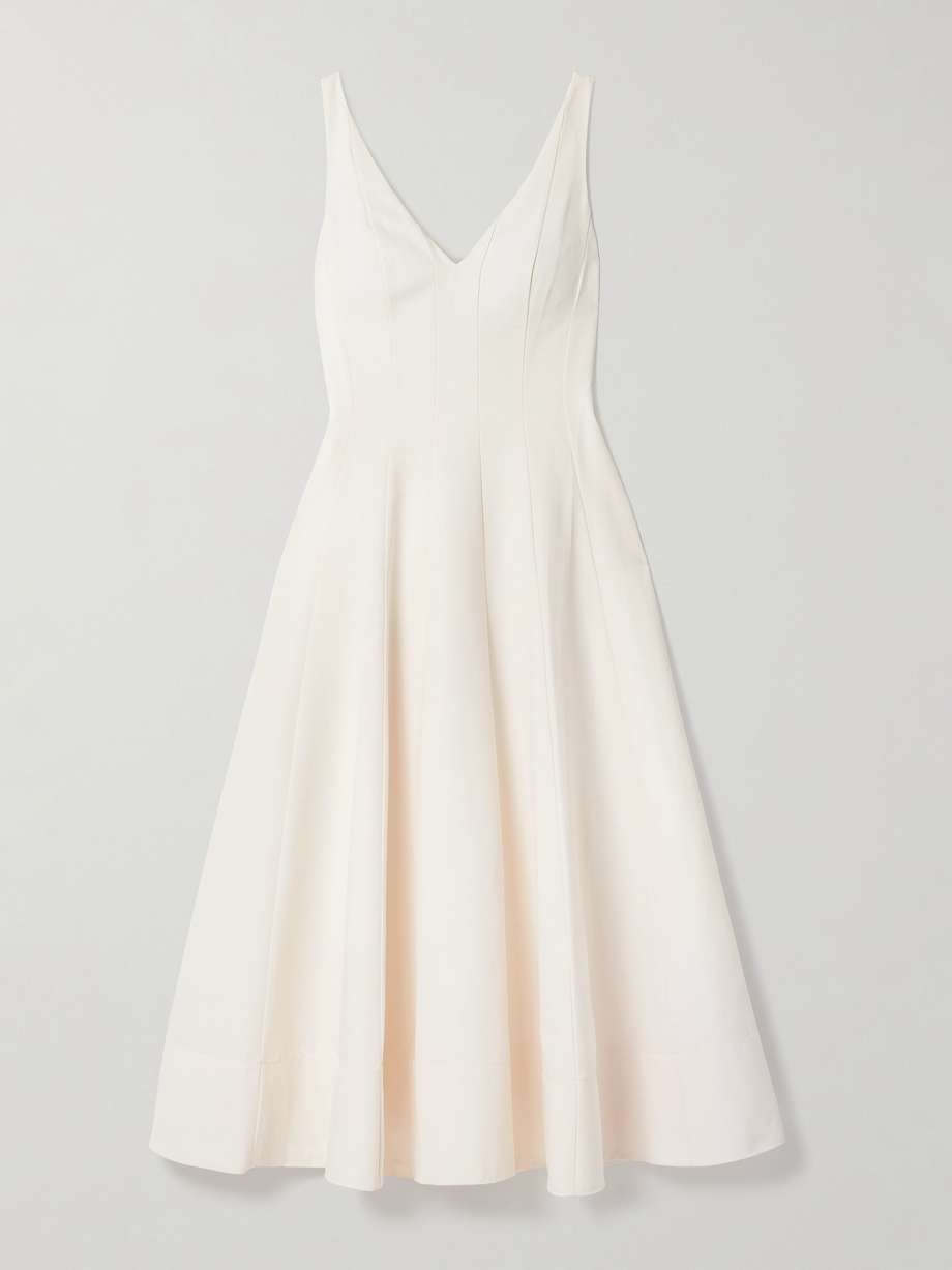 marieta paneled cotton-blend faille midi dress