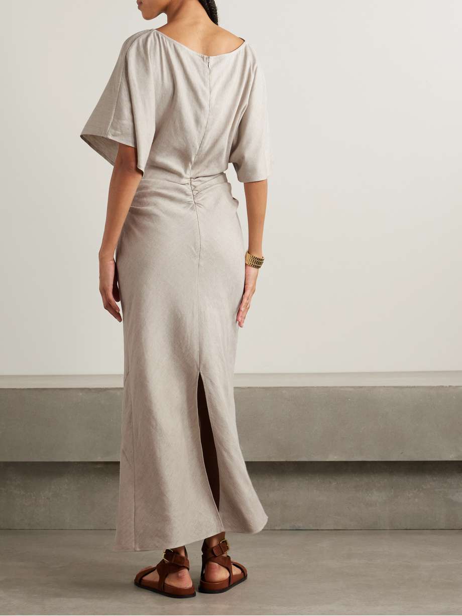 amelie ruched crepe maxi dress