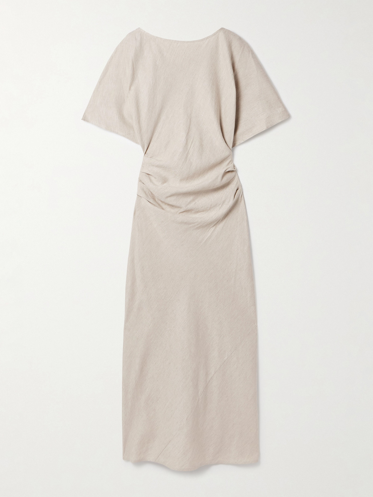 Staud Amelie Ruched Crepe Maxi Dress In Ecru