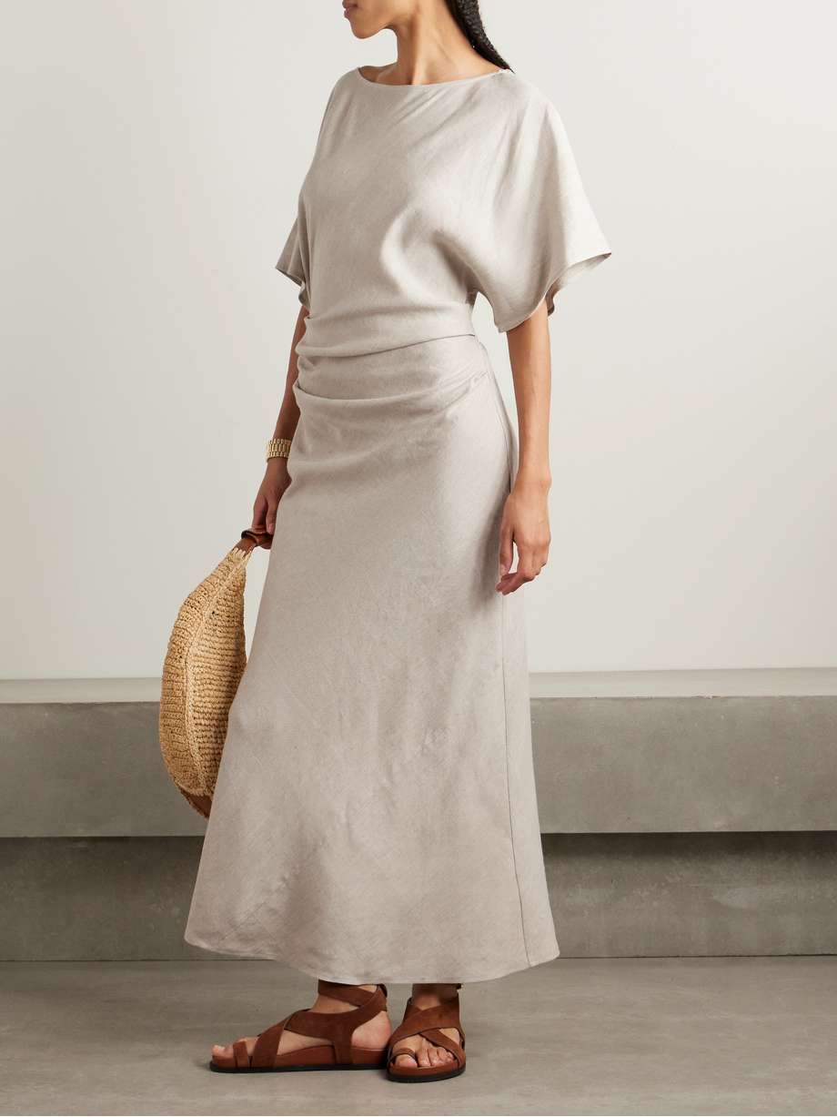 amelie ruched crepe maxi dress