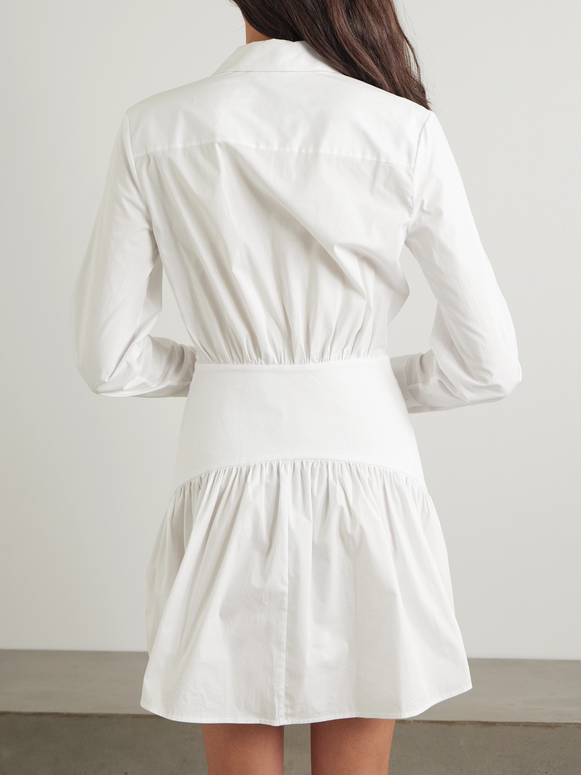Staud Rocco gathered stretch-cotton poplin mini shirt dress thumbnail