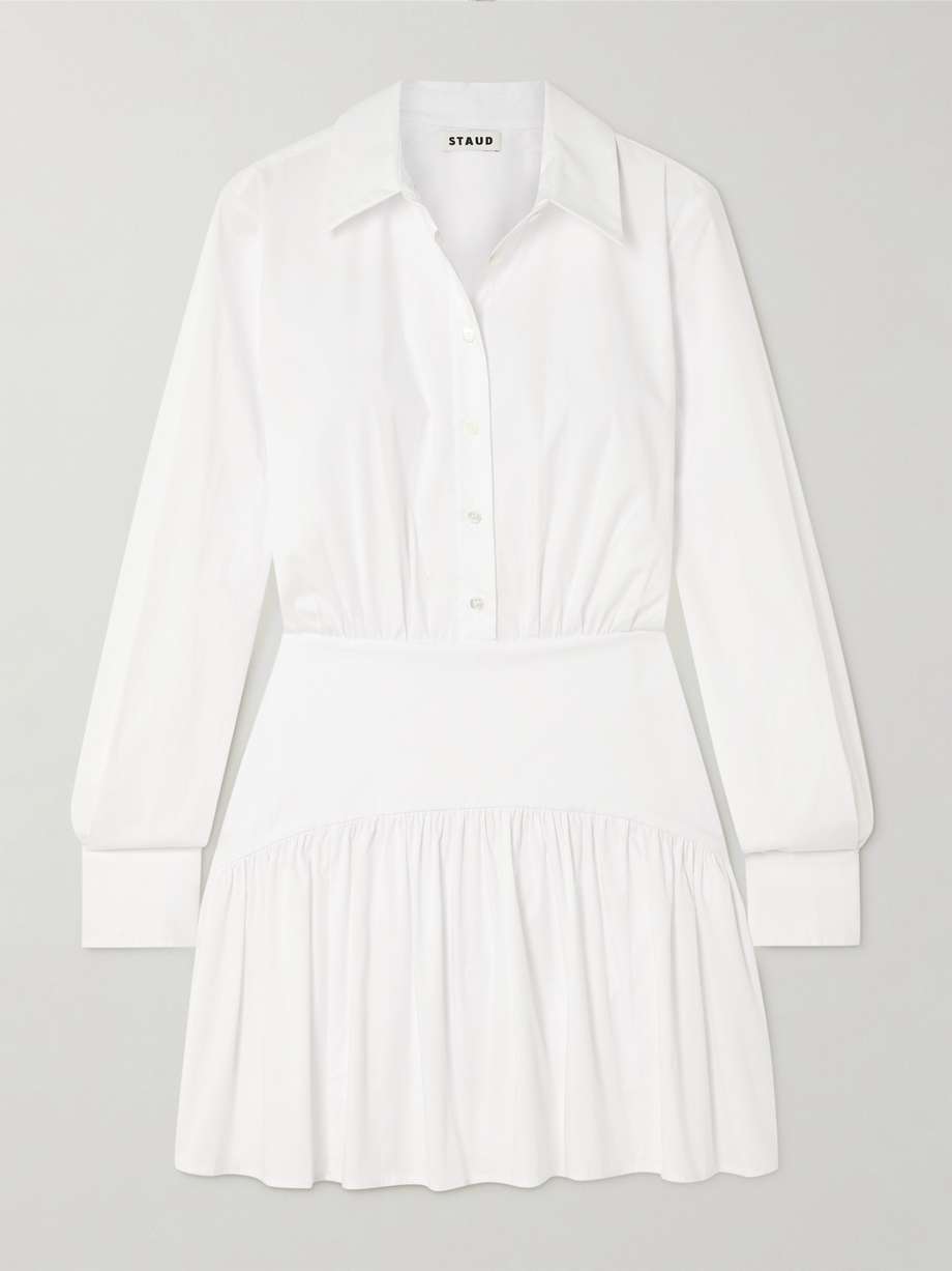 rocco gathered stretch-cotton poplin mini shirt dress