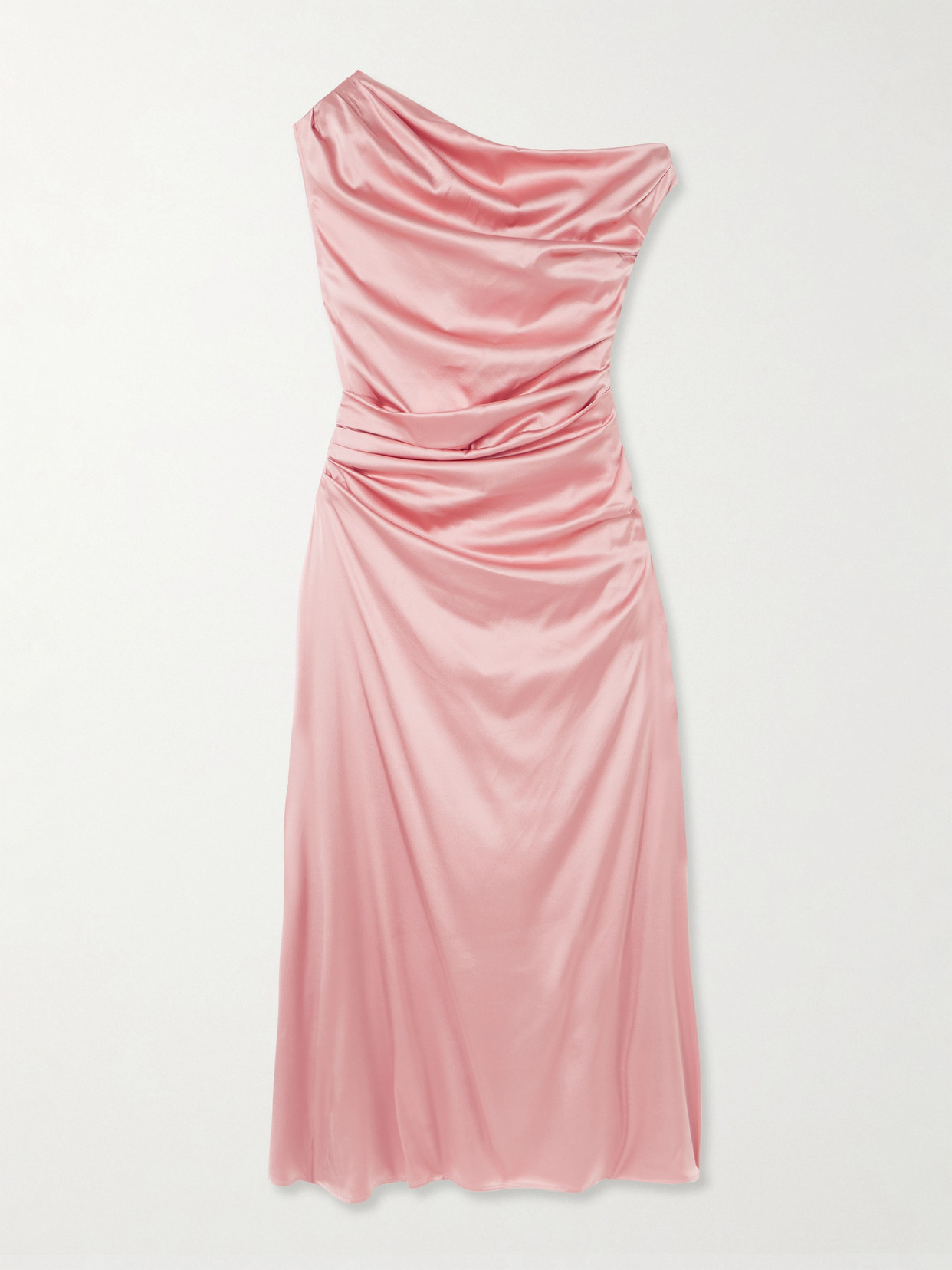 Staud Phare Draped Silk-blend Midi Dress In Pink