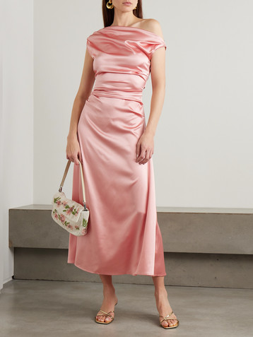 Staud Phare draped silk-blend midi dress