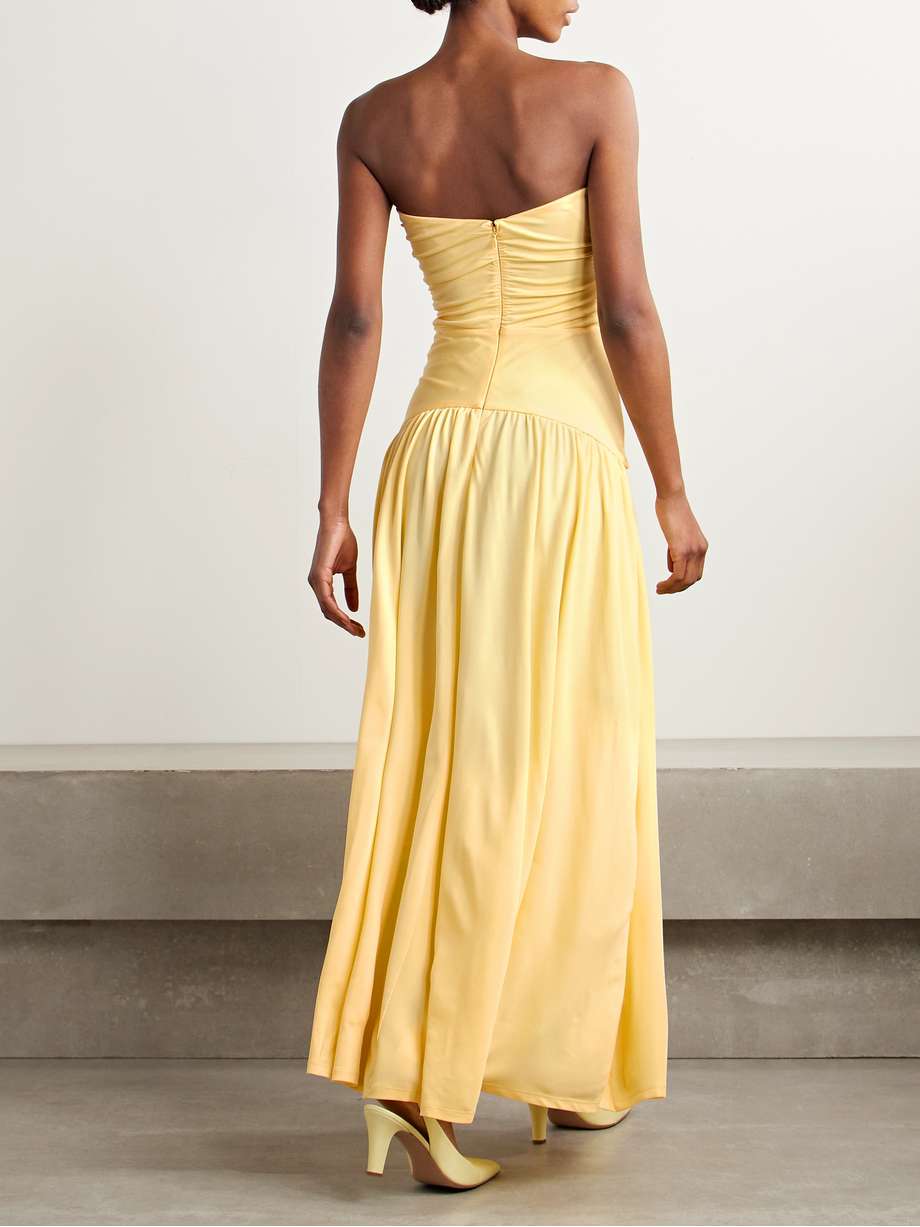 mariana strapless gathered jersey maxi dress