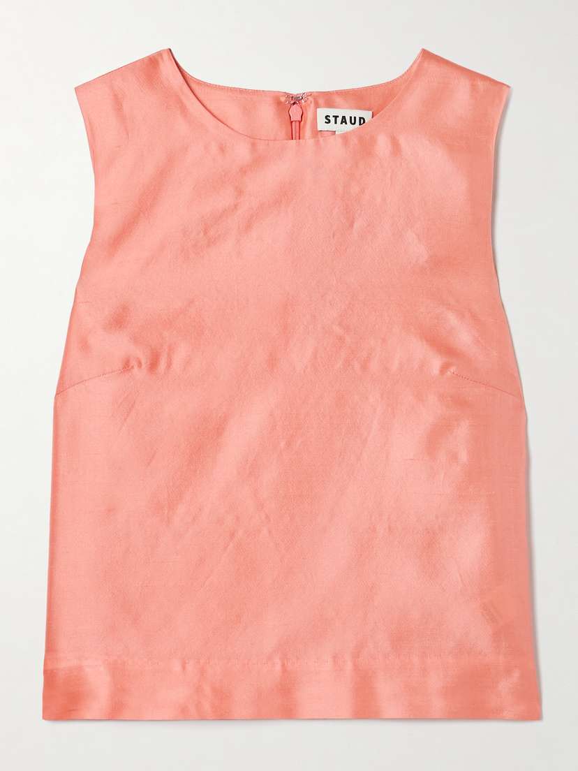 Staud Cassia Silk-dupioni Top