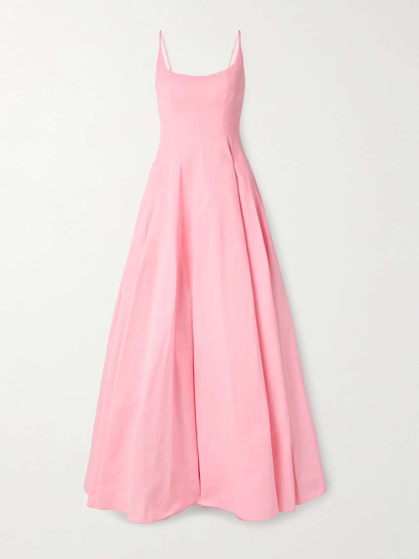 Staud Joy Pleated Cotton-blend Faille Maxi Dress