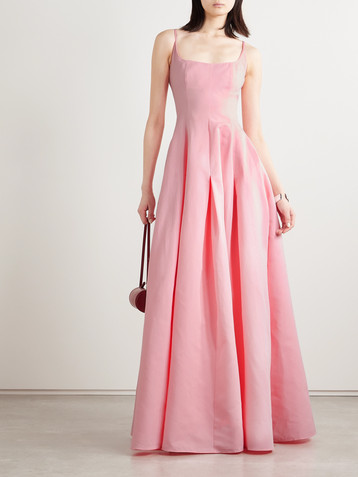 Staud Joy pleated cotton-blend faille maxi dress