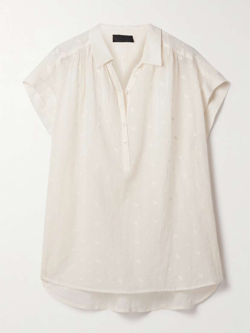 Nili Lotan Normandy Embroidered Cotton-voile Blouse