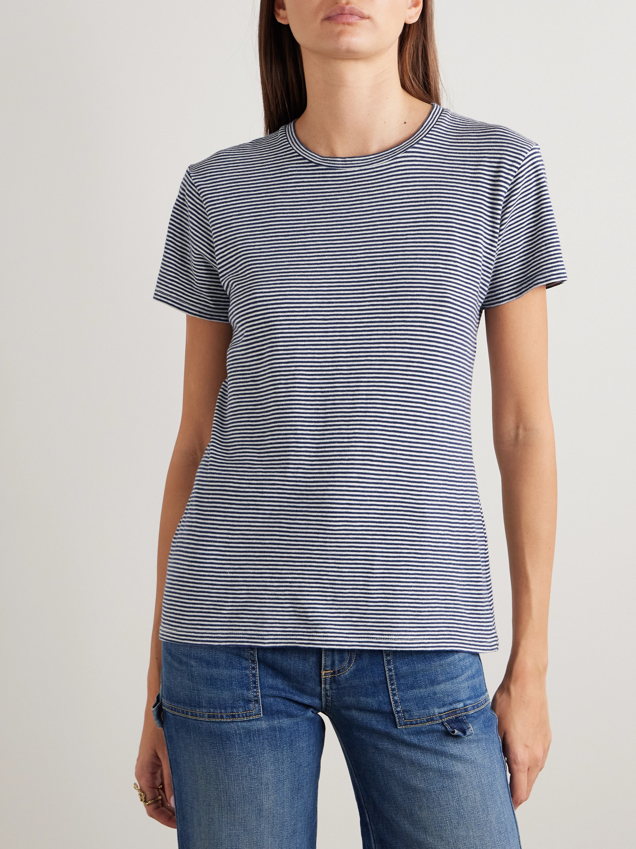 Nili Lotan Lana Striped Cotton-jersey T-shirt In Animal Print
