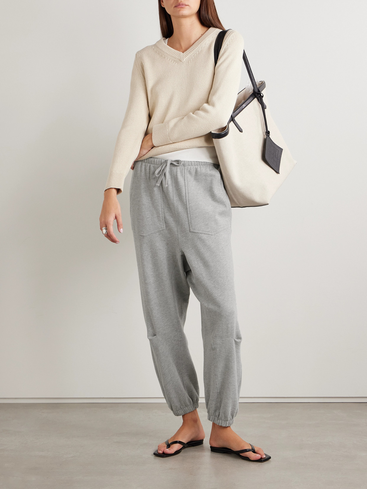 Nili Lotan Dulce Cotton-blend Jersey Track Pants
