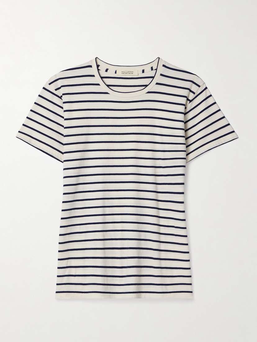 Nili Lotan Lana Striped Cotton-jersey T-shirt