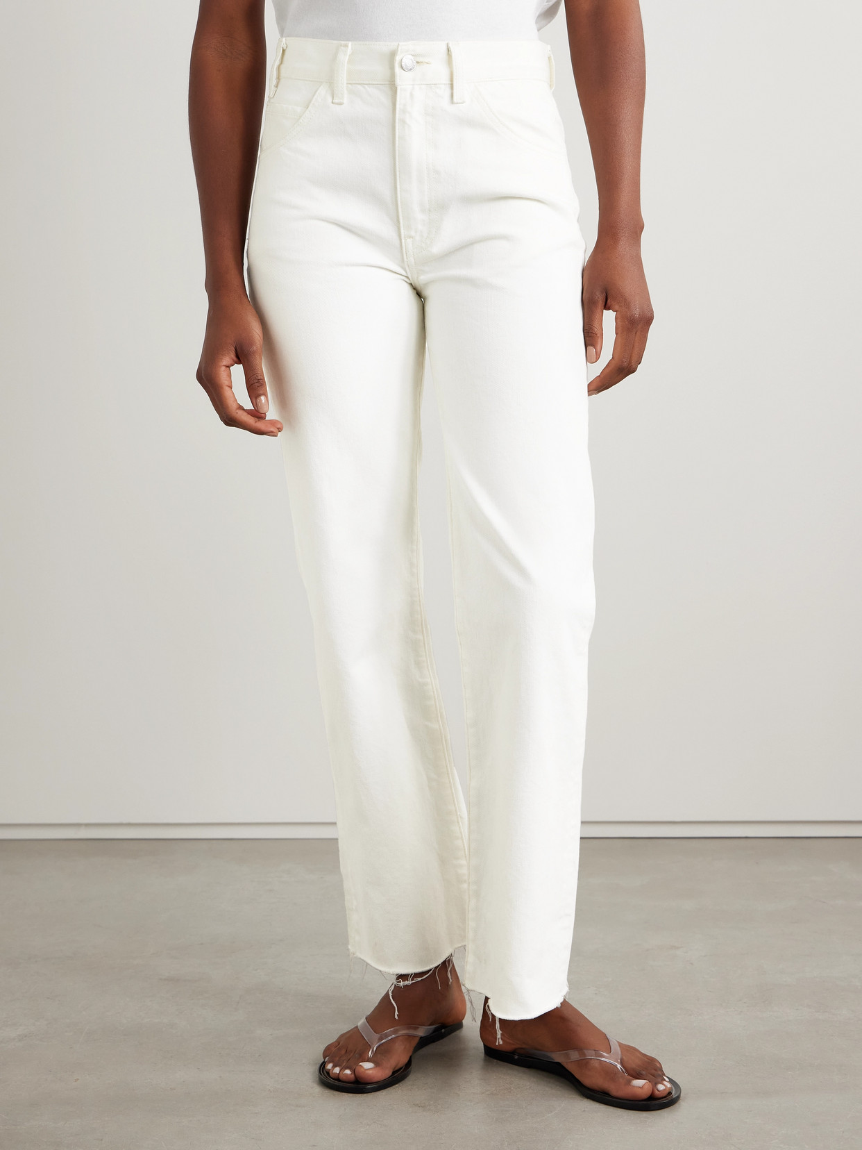 Nili Lotan Calla Frayed High-rise Straight-leg Jeans