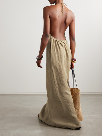 Nili Lotan Lelia open-back linen-voile halterneck maxi dress